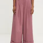 Bavlněné kalhoty Answear.LAB dámské, růžová barva, jednoduché, high waist