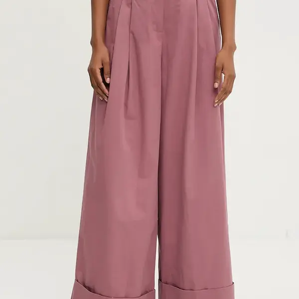 Bavlněné kalhoty Answear.LAB dámské, růžová barva, jednoduché, high waist