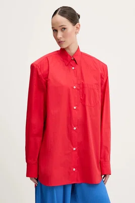 Košile Fiorucci Red Embroidered Padded Shirt dámská, červená barva, regular, s klasickým límcem, W02SMTLO347CO01RD01