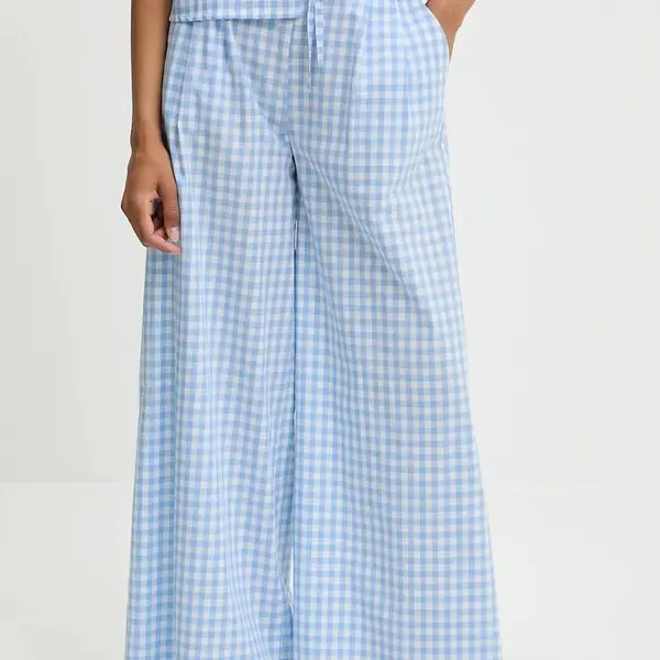 Bavlněné kalhoty Answear.LAB dámské, modrá barva, široké, high waist