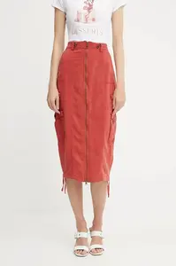 Sukně s příměsí lnu Guess CASEY