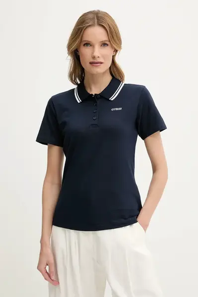 Polo tričko Guess AMARYLLIS dámské, tmavomodrá barva, V5GP06 KCOK1