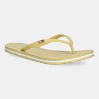 Žabky Tommy Hilfiger HILFIGER STRAP BEACH SANDAL dámské, žlutá barva, na plochém podpatku, FW0FW08518