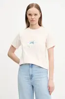 Bavlněné tričko Converse béžová barva, 10027385-A03