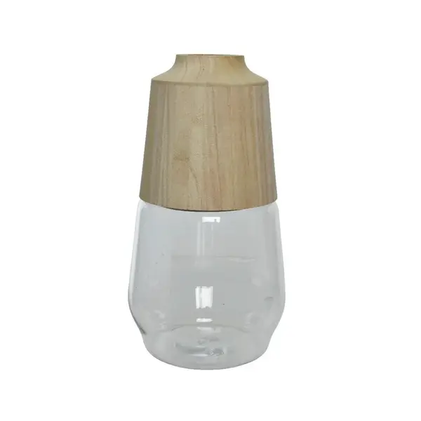 VÁZA, dřevo, sklo, 28,5 cm