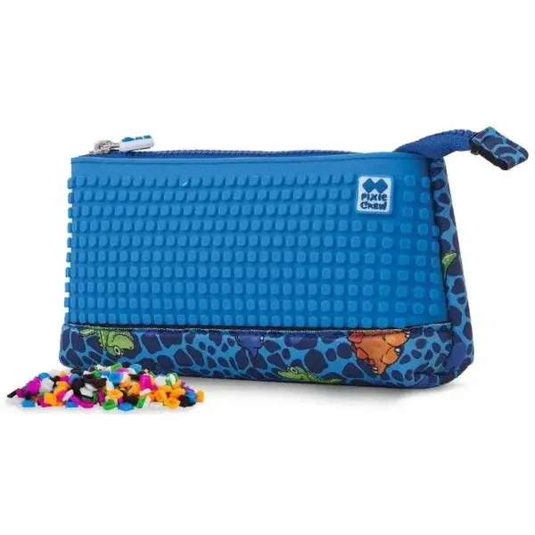 PIXIE CREW velké pouzdro DINO MODRÉ