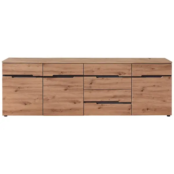 Carryhome ŠIROKÁ KOMODA, barvy grafitu, dub artisan, 230,2/75,5/43,8 cm