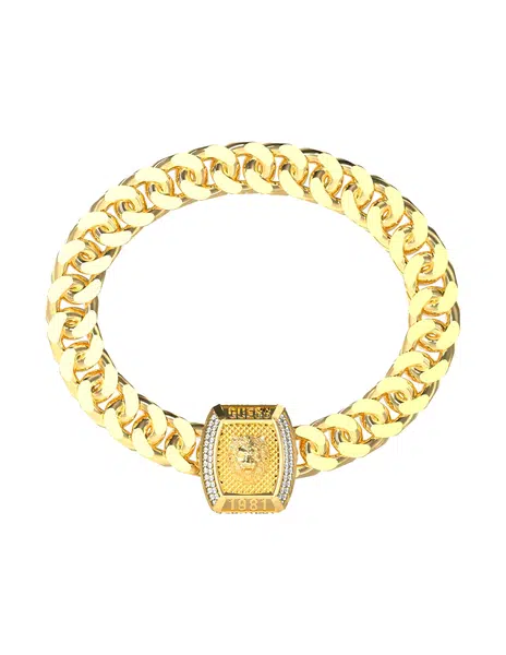 Guess Stylový pozlacený náramek Lion King JUMB05005JWYG 19 cm
