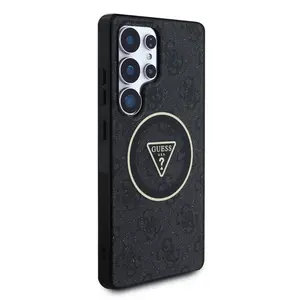 Zadní kryt Guess IML 4G Glitter and Triangle Logo MagSafe pro Samsung Galaxy S25 Ultra, černá