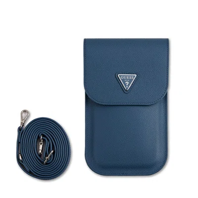 Taška Guess PU Grained Triangle Logo na telefon, modrá