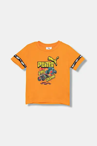 Dětské bavlněné tričko Puma PUMA X HOT WHEELS Graphic Tee oranžová barva, s potiskem, 632395