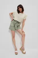 Marisse Paperbag Denim Shorts L-Sh-3713 Cold Brown