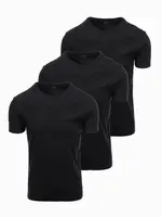 Ombre Set of BASIC men's cotton shirts with round neckline - 3x black