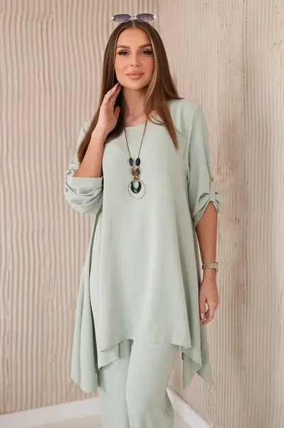 Kesi Włoski Sada blúzky + nohavice s príveskom tmavá mäta