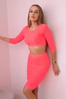Set of blouses with pink neon skirt