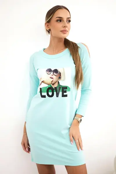 Dress with love mint print