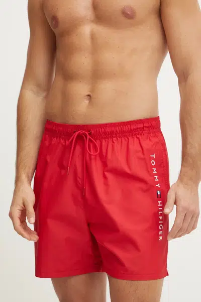 Plavkové šortky Tommy Hilfiger červená farba