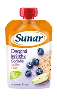 SUNAR kašička ovocná kapsička borůvka, jablko, ovesné vločky 6m+ 120 g