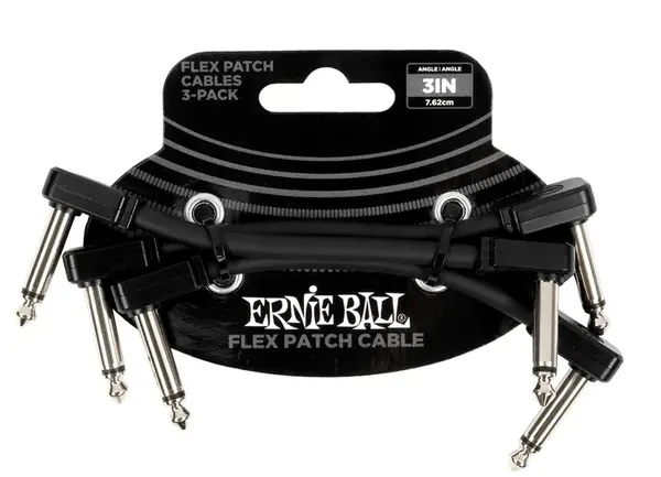 Ernie Ball Flex Patch Cable 3" Black 3-Pack