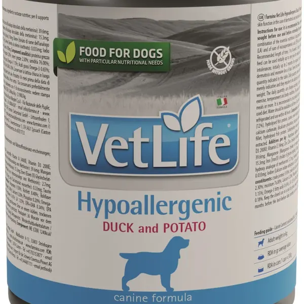 Vet Life Dog Hypoallergenic Duck & Potato konzerva 300 g