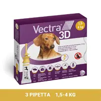 Vectra 3D kvapky pre psov 3 x 0,8 ml pipety pre malých psov (1,5 - 4 kg, žltá)