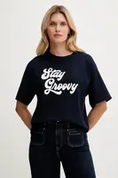 Bavlněné tričko United Colors of Benetton dámské, tmavomodrá barva, 3MI5D10AY