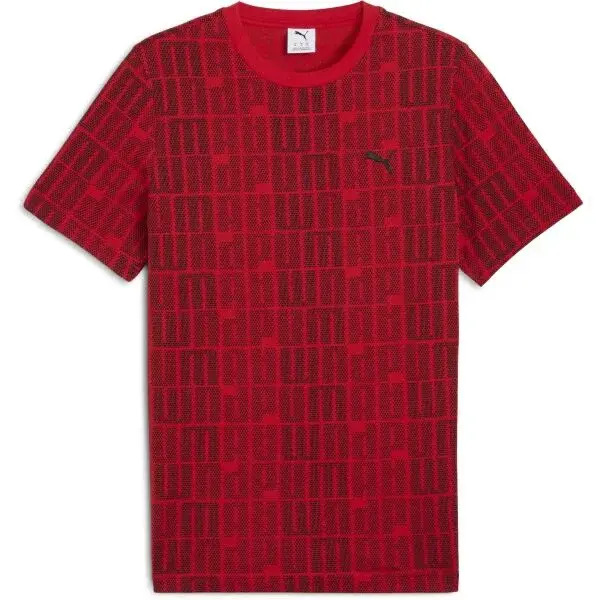 Puma ESSENTIALS LOGO LAB AOP TEE Pánske tričko, červená, veľkosť