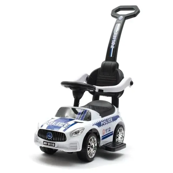 BABY MIX POLICE Detské odrážadlo so zvukom a vodiacou lištou, biela, veľkosť