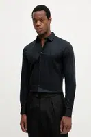 Košile Trussardi pánská, černá barva, slim, s klasickým límcem, 5004N000006N