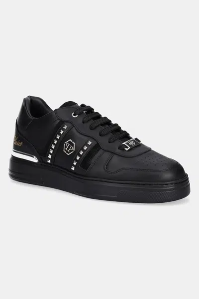 Kožené tenisky Philipp Plein Lo-Top pánské, černá barva, USC0821.PLE022N.0202