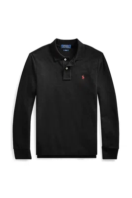 Dětské bavlněné tričko s dlouhým rukávem Polo Ralph Lauren černá barva, 323708858011