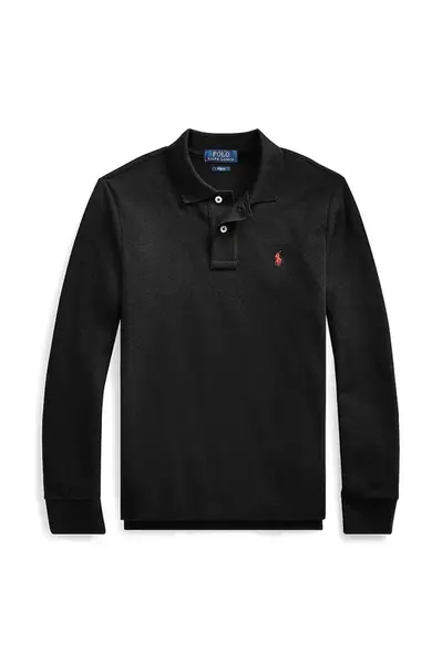 Dětské bavlněné tričko s dlouhým rukávem Polo Ralph Lauren černá barva, 323708858011