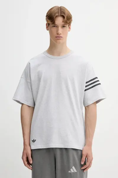 Bavlněné tričko adidas Originals Neuclassics pánské, šedá barva, HZ3699