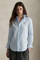 Bavlněná košile Polo Ralph Lauren dámská, modrá barva, regular, s klasickým límcem, 211A92177