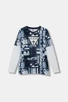 Dětské bavlněné tričko s dlouhým rukávem Guess