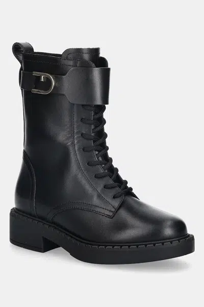 Kožené boty Furla New Legacy Army Boot dámské, černá barva, na plochém podpatku, YK11FNL BX4223 O6000