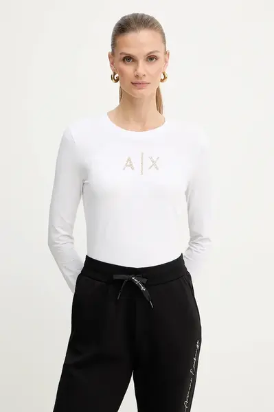 Tričko s dlouhým rukávem Armani Exchange bílá barva, XW001365 AF16294