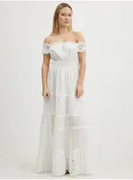 Biele dámske vzorované maxišaty Guess Zena