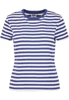 Women's basic striped T-shirt white/navy blue