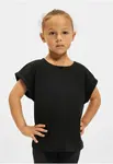 Girls' organic T-shirt with extended shoulder black