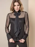 MISS CITY SHIRT WITH TULLE SLEEVES BLACK