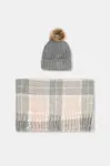Čepice a šála Barbour šedá barva, LGS0077