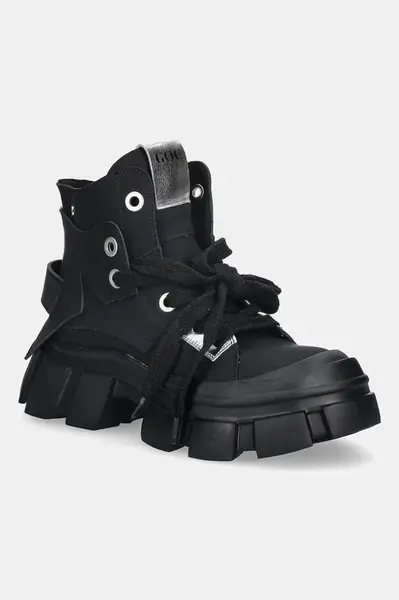 Kožené workery GOE dámské, černá barva, na platformě, SS2N4054 BLACK