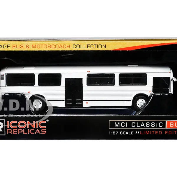 MCI Classic City Bus Plain White "Vintage Bus &amp; Motorcoach Collection" 1/87 (HO) Diecast Model by Iconic Replicas