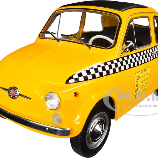 1965 Fiat 500 L "NYC Taxi" New York City Yellow 1/18 Diecast Model Car by Solido