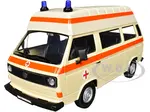 Volkswagen Type 2 (T3) High Roof Ambulance Cream with Orange Stripes 1/24 Diecast Model Car by Motormax