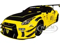 Nissan Skyline GT-R (R35) Liberty Walk Body Kit 2.0 RHD (Right Hand Drive) Yellow with Black Hood and Top 1/18 Diecast Model Car by Solido
