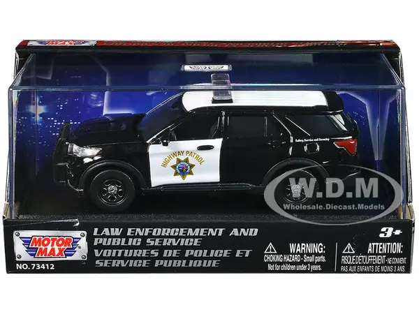 2022 Ford Police Interceptor Utility "California Highway Patrol" Black and White "Law Enforcement and Public Service" Series 1/43 Diecast Model Car b