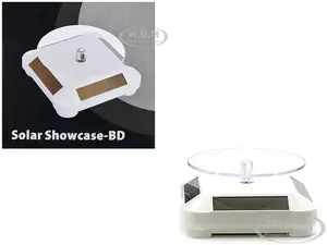 3.5 Solar Rotating Display Stand with White Base for 1/64 Scale Model Cars