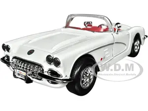 1959 Chevrolet Corvette C1 Convertible White with Red Interior "Timeless Legends" Series 1/24 Diecast Model Car by Motormax